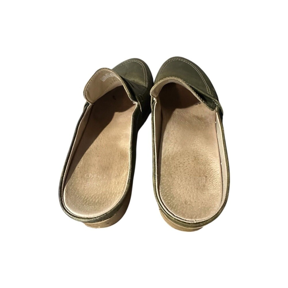 Dansko Bel Olive Green Oiled Penny Loafer Slip-On Mule Womens 40 US 9.5 Boho - Picture 7 of 11
